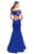 La Femme - 25903 Plunging Notch Off-Shoulder Mermaid Dress In Blue