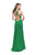 La Femme - 25906 Bead Trimmed High Halter Sheath Satin Gown In Green