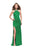 La Femme - 25906 Bead Trimmed High Halter Sheath Satin Gown In Green
