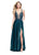 La Femme - 25907 Embroidered Deep V-neck A-line Dress In Green
