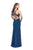 La Femme - 25908 Strappy High Halter Sheath Dress In Blue and Multi-Color