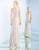Ieena Duggal - 25909I Fitted V-Neck Sheath Evening Gown in Silver