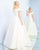 Ieena Duggal - 25917I Folded Off Shoulder Ballgown in White and Gold