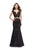La Femme - 25918 Two Piece V-neck Trumpet Dress in Black