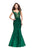 La Femme - 25926 Beaded Lace Off-Shoulder Mikado Mermaid Dress In Green