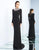 Ieena Duggal - 25926I Beaded High Neck Sheath Dress With Train in Black