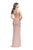 La Femme - 25930 Beaded Metallic Halter Open Back Sheath Gown In Pink