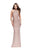 La Femme - 25930 Beaded Metallic Halter Open Back Sheath Gown In Pink