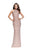 La Femme - 25930 Beaded Metallic Halter Open Back Sheath Gown In Pink