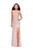 La Femme - 25931 Metallic Beaded Plunging V-neck Sheath Dress In Pink
