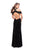 La Femme - 25937 Velvet Off Shoulder Dress with Attached Choker In Black
