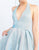 Ieena Duggal - 25939I Metallic Halter V-neck Ballgown With Train in Blue