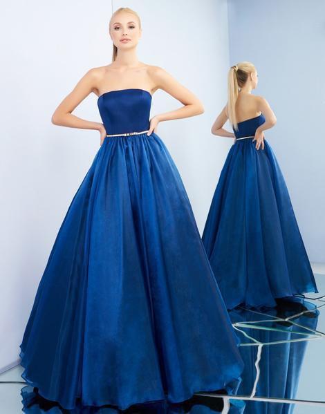 Ieena Duggal - 25943I Strapless Straight Neckline A-Line Gown In Blue