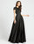 Ieena Duggal - 25947I Jewel Pleated A-Line Evening Gown In Black