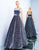 Ieena Duggal - 25949I Velvet Sweetheart Ballgown With Gold Belt in Blue