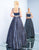 Ieena Duggal - 25949I Velvet Sweetheart Ballgown With Gold Belt in Blue