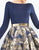 Ieena Duggal - 25950I Golden Leaf Bateau Long Sleeves Ballgown in Blue and Gold