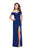 La Femme - 25955 Off Shoulder Sweetheart Sheath Dress In Blue