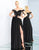 Ieena Duggal - 25959I Polka Dot Off-Shoulder A-Line Evening Gown in Black