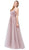 Dancing Queen - 2595 Glitter Mesh Sheath Gown with Tulle Overskirt  In Pink and Gold