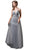 Dancing Queen - 2595 Glitter Mesh Sheath Gown with Tulle Overskirt  In Silver