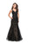 La Femme - 25961 Beaded Lace V-neck Mermaid Dress In Black and Neutral