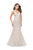 La Femme - 25961 Beaded Lace V-neck Mermaid Dress In White and Neutral