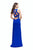 La Femme - 25962 Sleeveless Illusion Paneled Satin Sheath Gown In Blue