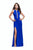 La Femme - 25962 Sleeveless Illusion Paneled Satin Sheath Gown In Blue