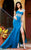 MNM Couture - 7417 Embellished Pleated Trumpet Dress In Blue