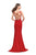 La Femme Gigi - 25964 Deep V-neck Jersey Sheath Dress In Red