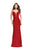 La Femme Gigi - 25964 Deep V-neck Jersey Sheath Dress In Red