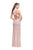 La Femme - 25967 Striped High Neck Sheath Dress In Pink