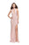 La Femme - 25967 Striped High Neck Sheath Dress In Pink