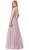 Dancing Queen - 2596 Illusion Plunging Neck Floral Applique Tulle Gown In Pink