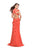 La Femme Gigi - 25971 Ruffle High Neck Sheath Dress In Orange