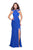 La Femme Gigi - 25971 Ruffle High Neck Sheath Dress In Blue