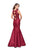 La Femme - 25972 Sleeveless Lace Cutout Back Mikado Mermaid Gown In Red