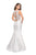 La Femme - 25972 Sleeveless Lace Cutout Back Mikado Mermaid Gown In White