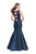 La Femme - 25972 Sleeveless Lace Cutout Back Mikado Mermaid Gown In Blue