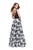 La Femme - 25976 Sleeveless Sweetheart Floral Print A-line Gown In Black and White