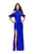 La Femme - 25981 Laser Cutout Shoulder Fitted Sheath Dress In Blue