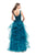 La Femme Gigi - 25982 Deep V-neck Ruffle Tulle A-line Gown In Blue