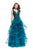 La Femme Gigi - 25982 Deep V-neck Ruffle Tulle A-line Gown In Blue