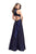 La Femme - 25986 Sleeveless Beaded Satin A-line Gown In Blue