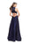 La Femme - 25986 Sleeveless Beaded Satin A-line Gown In Blue
