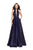 La Femme - 25986 Sleeveless Beaded Satin A-line Gown In Blue
