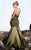 MNM Couture - 6091 Ruched Asymmetric A-line Dress In Green