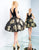 Ieena Duggal - 25996I V-neck Pleated A-Line Cocktail Dress in Black and Gold