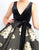 Ieena Duggal - 25996I V-neck Pleated A-Line Cocktail Dress in Black and Gold
